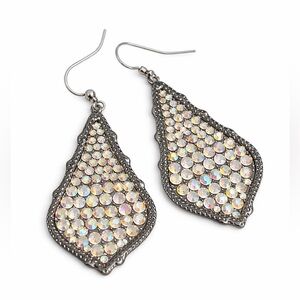 Silver Tone & Crystal Dangle Earrings NEW